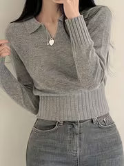 Women's Casual V-Neck POLO Sweater