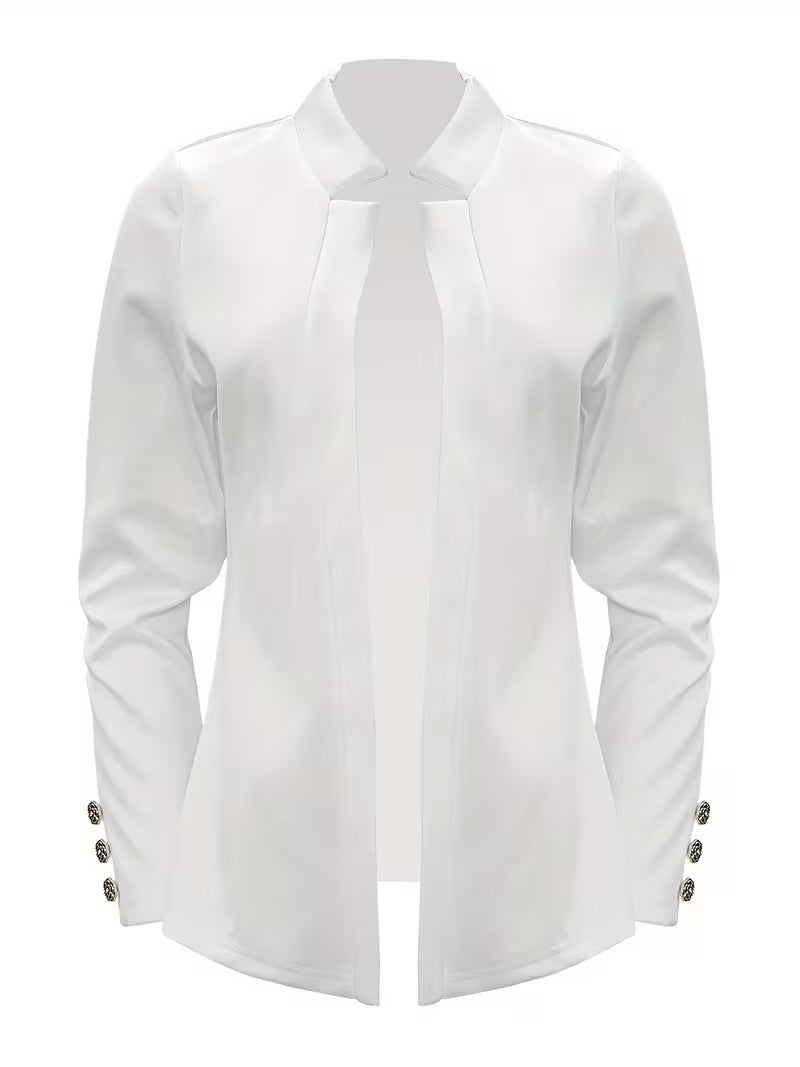 Women's Button-Decorated Long-Sleeve Cardigan Coat