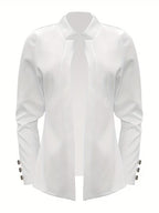 Women's Button-Decorated Long-Sleeve Cardigan Coat