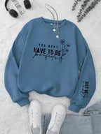 Women's Floral & Letter Print Round Neck Sweatshirt