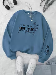 Women's Floral & Letter Print Round Neck Sweatshirt
