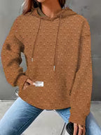 Women's Waffle Knit Hooded Sweatshirt for Fall & Winter
