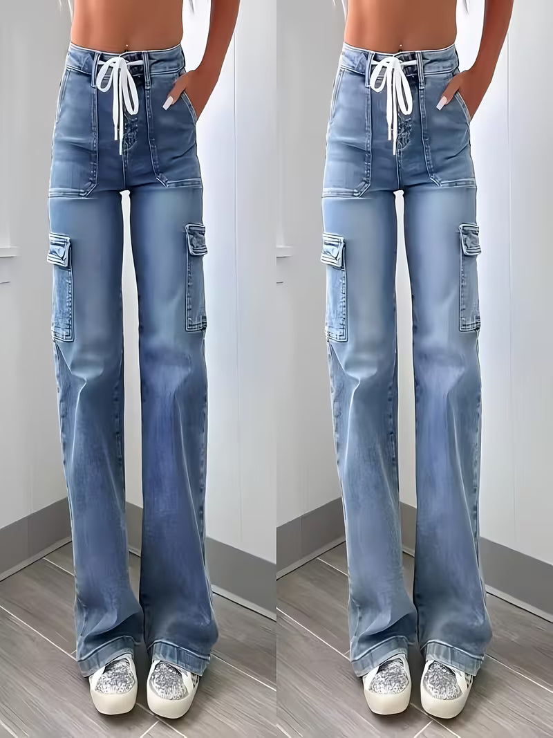 Women's Leisure Straight-Leg Jeans with Laces
