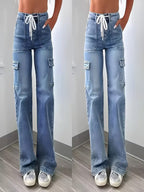 Women's Leisure Straight-Leg Jeans with Laces