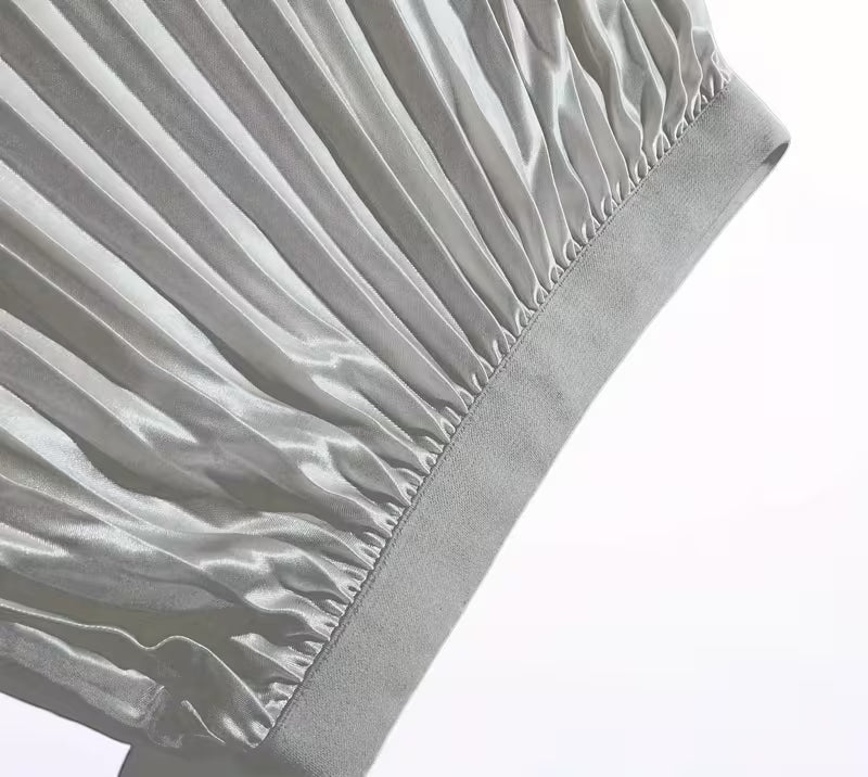 Women's Elegant Pleated Skirt, Light Gray