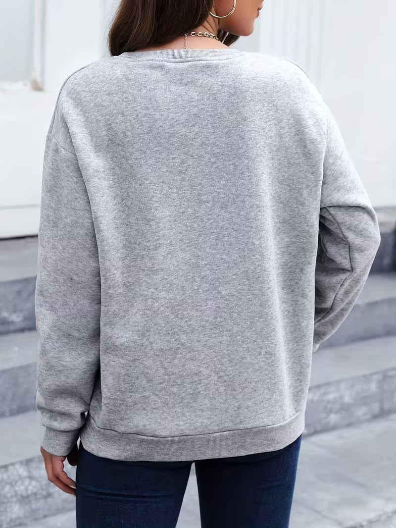 Women's Fleece-Lined Love Print Sweatshirt