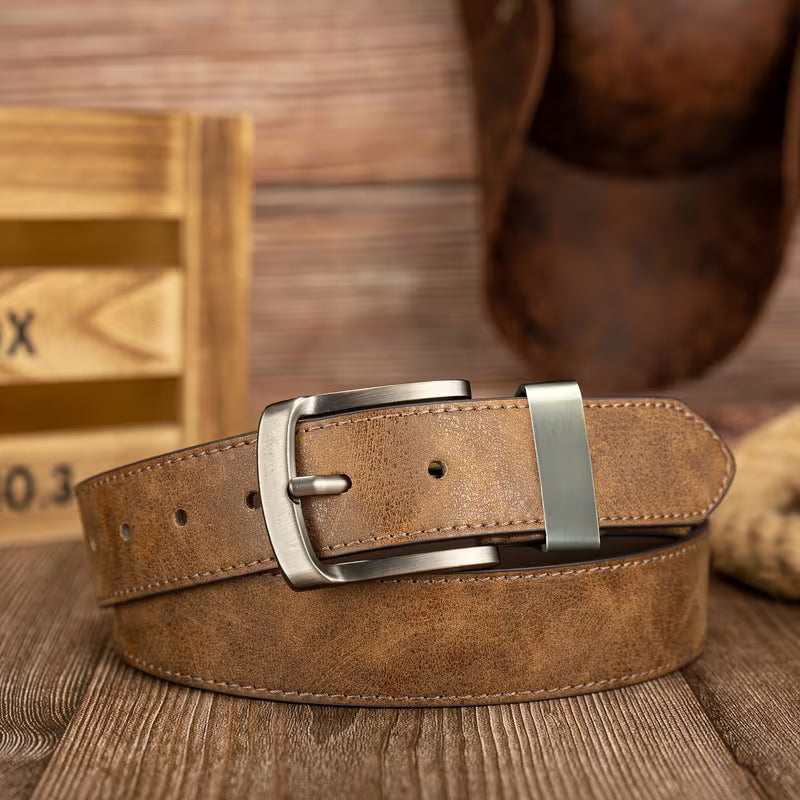 Women's Distressed PU Buckle Belt
