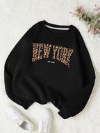 Women's Loose Round Neck Print Pullover Sweatshirt