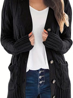 Women's Olive Green Cable Knit Cardigan