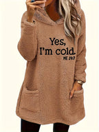 Women's Teddy Bear Print Fleece Hooded Pullover