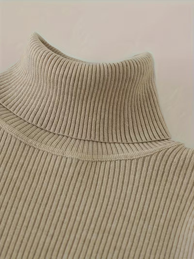 Women's High Turn-Collar Pullover Sweater Set