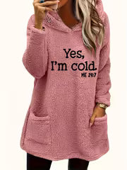 Women's Teddy Bear Print Fleece Hooded Pullover