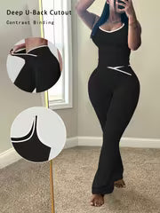 Women's Solid Color Tank Top Set