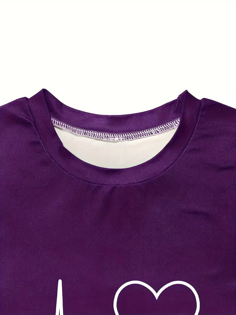 Women's Gradient Letter Print Set, Short Sleeve & Long Pants