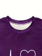 Women's Gradient Letter Print Set, Short Sleeve & Long Pants