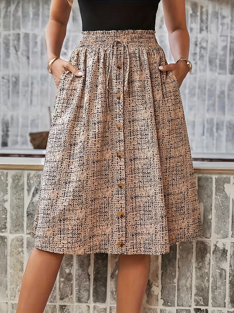 Women's All-Over Print Pocket Skirt, Elastic Waist