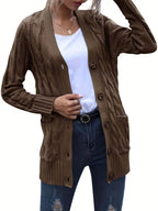 Women's Olive Green Cable Knit Cardigan