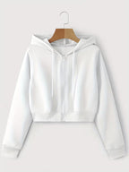 Women's Solid Color Hooded Zip-Up Sweatshirt