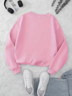Women's Heart & Letter Print Round Neck Sweatshirt
