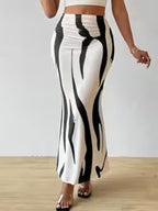 Women's Zebra Print High-Waisted Fishtail Pencil Skirt