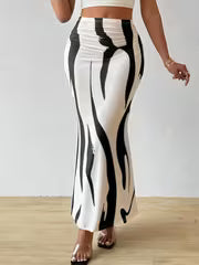 Women's Zebra Print High-Waisted Fishtail Pencil Skirt