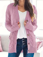 Women's Olive Green Cable Knit Cardigan