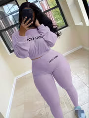 Women's Letter Embroidery Sweatshirt & Skinny Pants Set