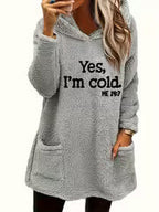 Women's Teddy Bear Print Fleece Hooded Pullover