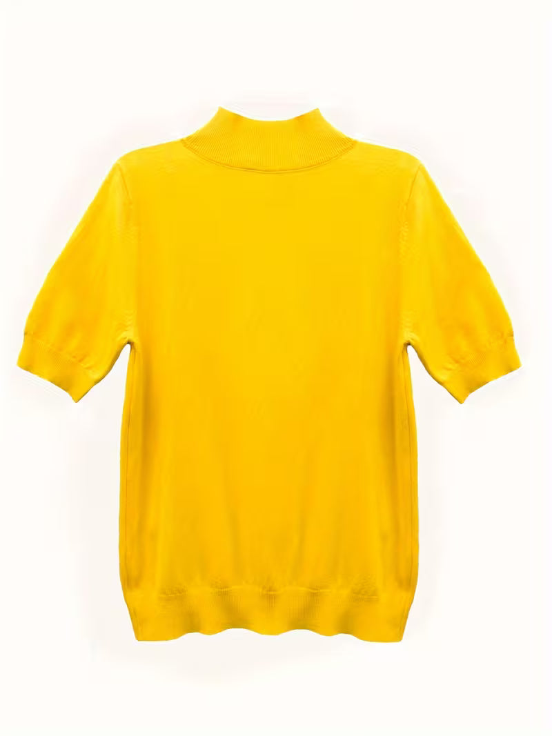 Women's Elegant Half-Neck Short Sleeve Base Shirt