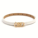 Women's 3-Pack Skinny PU Belts, 3-Ring Buckle