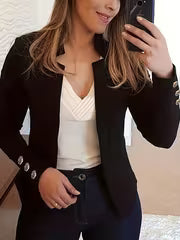 Women's Button-Decorated Long-Sleeve Cardigan Coat