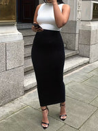 Women's Solid Color Fitted Half-Skirt
