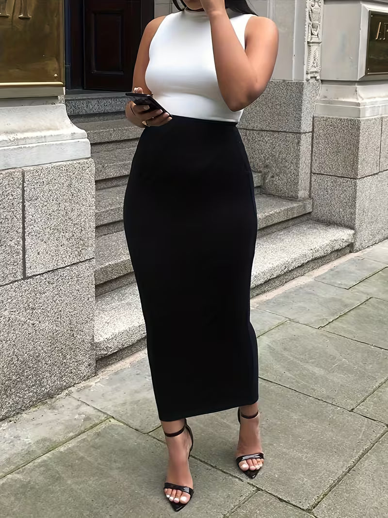 Women's Solid Color Fitted Half-Skirt