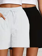 Women's Casual Drawstring Shorts, 2-Piece Set