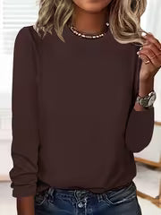 Women's Crew Neck Long Sleeve T-Shirt for Spring & Fall