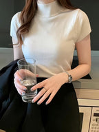 Women's Ice Fiber Half-Collar Short Sleeve Pullover
