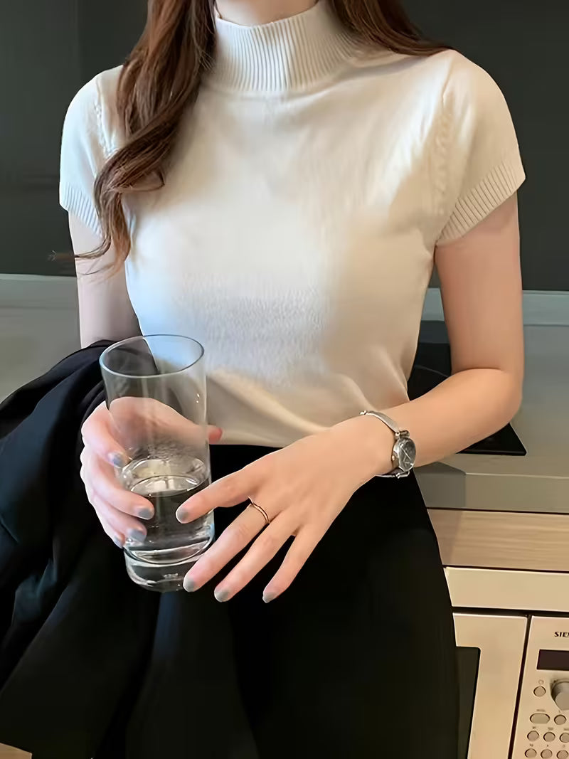 Women's Ice Fiber Half-Collar Short Sleeve Pullover