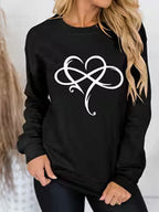 Women's Minimalist Heart Print Pullover Sweatshirt