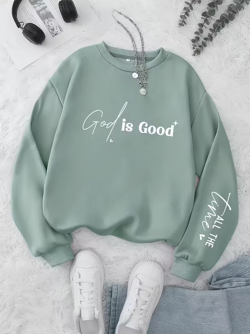 Women's Round Neck Letter Print Sweatshirt