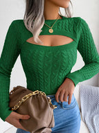Women's Hollow-Out Twist Slim-Fit Pullover Sweater