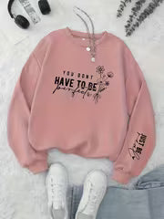 Women's Floral & Letter Print Round Neck Sweatshirt