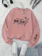 Women's Floral & Letter Print Round Neck Sweatshirt