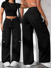 Women's Plus Size Multi-Pocket Cargo Jeans