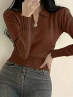 Women's Casual V-Neck POLO Sweater
