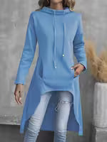 Women's Hi-Low Hem Drawstring Hoodie