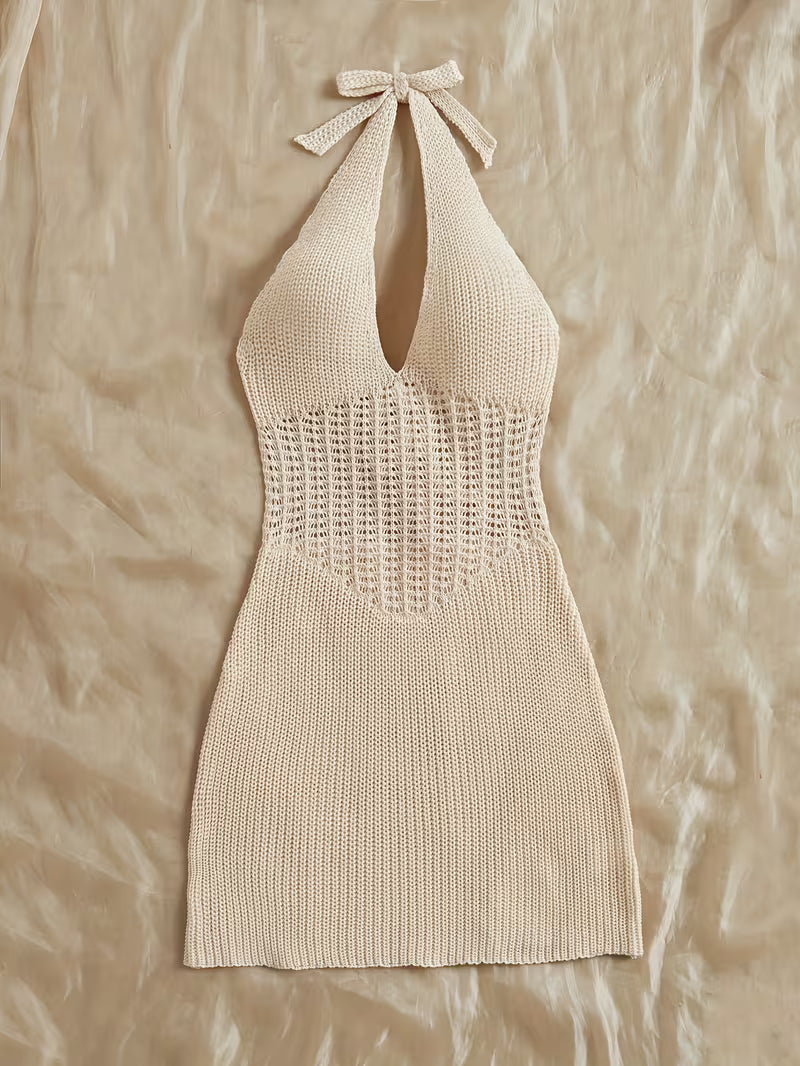 Women's Hollow Tie-String Mid-Length Dress