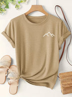 Women's Mountain Print Casual T-Shirt, Short Sleeve