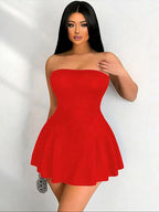 Women's Red Tube Top Holiday Dress