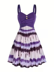 Women's Tie-Dye Print Sleeveless Backless Dress