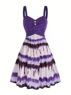 Women's Tie-Dye Print Sleeveless Backless Dress